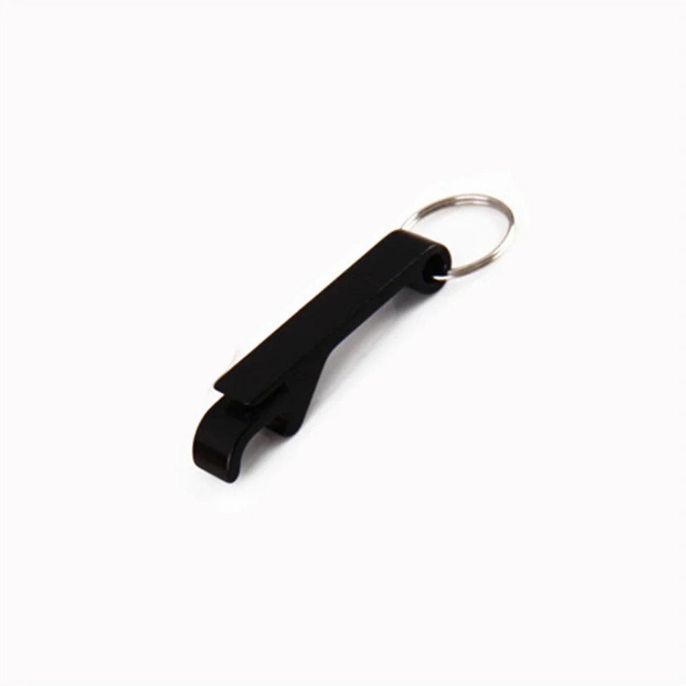 Multifunctional Aluminum Alloy Bottle Opener with Key Ring Attachment - Black